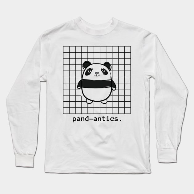 'Pand-antics' Kawaii Cute Funny Panda Doodle Design Long Sleeve T-Shirt by sticksnshiz